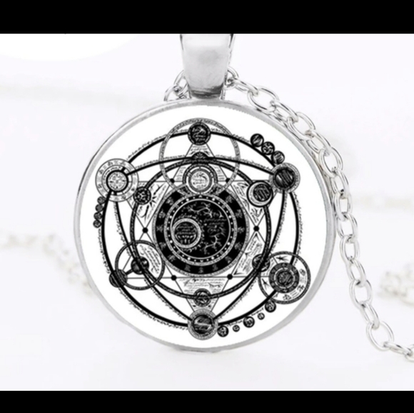 New Sigil Magic Silver Glass Cabochon Necklace. - Picture 3 of 8